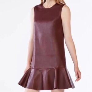BCBG Maxazria Sheridan Faux Leather Sheeth Dress - Oxblood